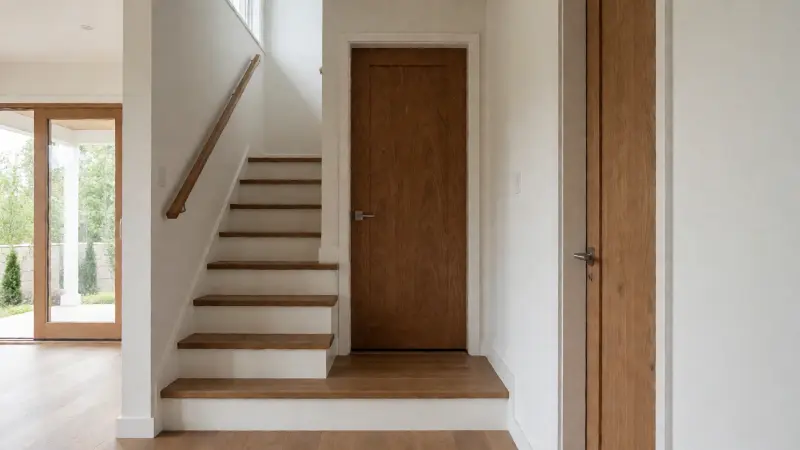 framing a door at the bottom of stairs