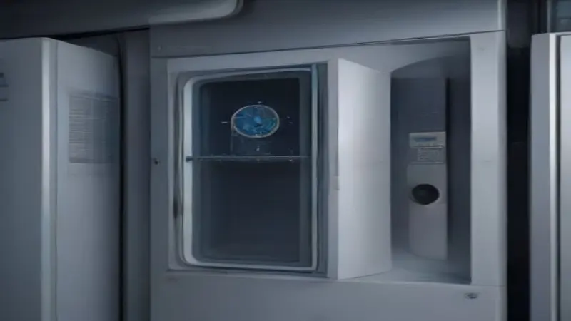 Refrigerant lines and gauges on a freezer compressor