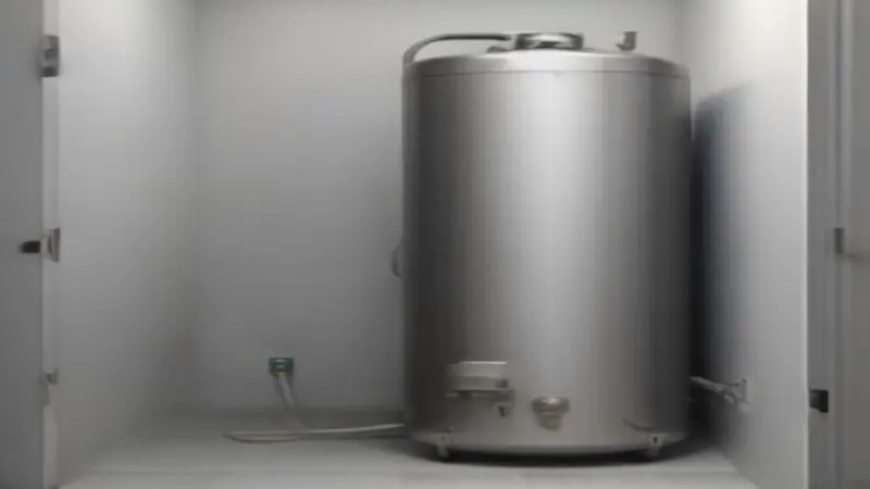 A new stainless steel A. O. Smith water heater in a utility room.