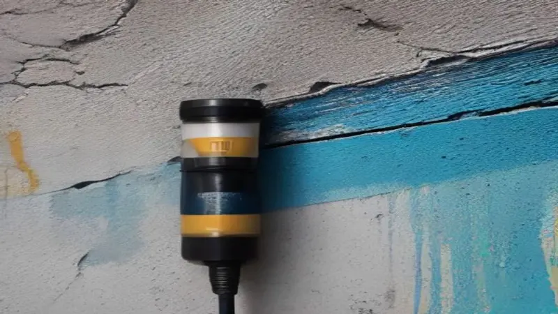 Close-up of a wall with multiple paint swatches and a paint roller
