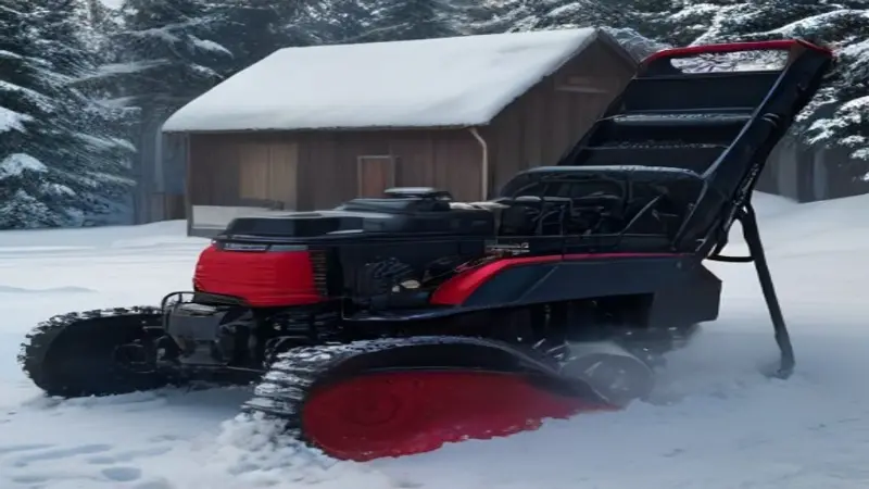 A can of engine starter fluid next to a snowblower engine.