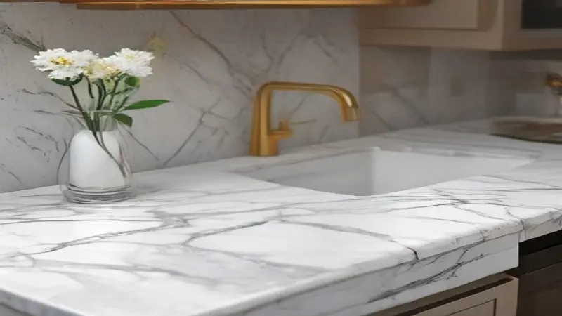 Silestone Calacatta Gold quartz countertop with distinct gold veining