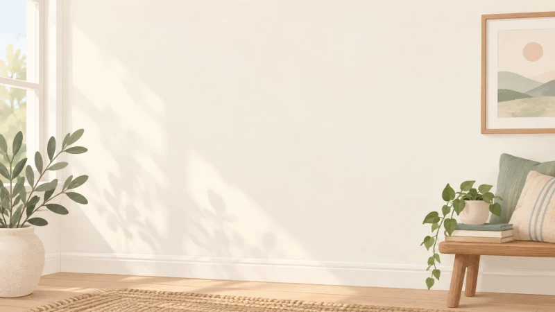 A warm off-white painted wall with subtle shadows.