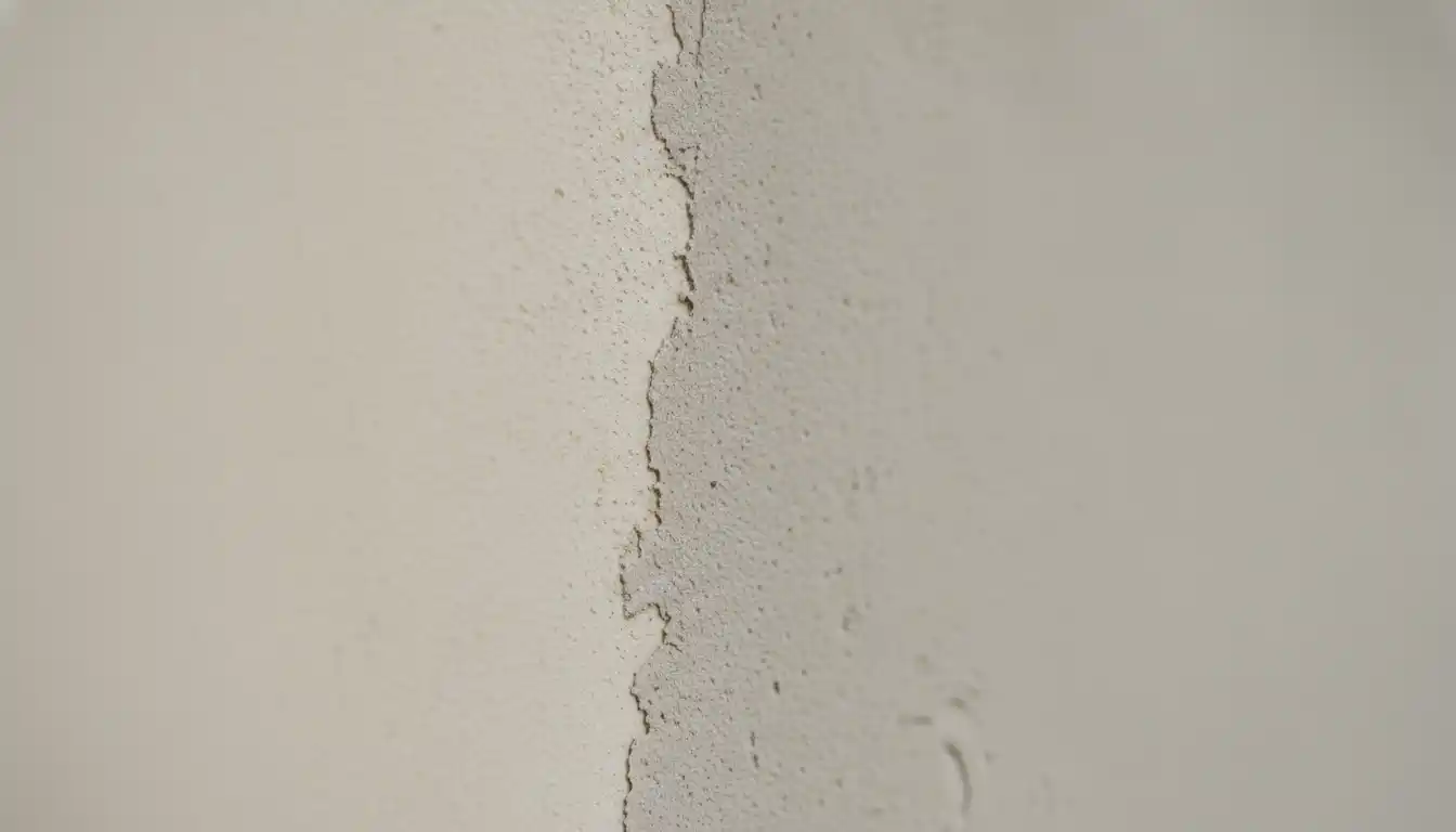 Close-up of texture difference between drywall paper and joint compound on a finished wall