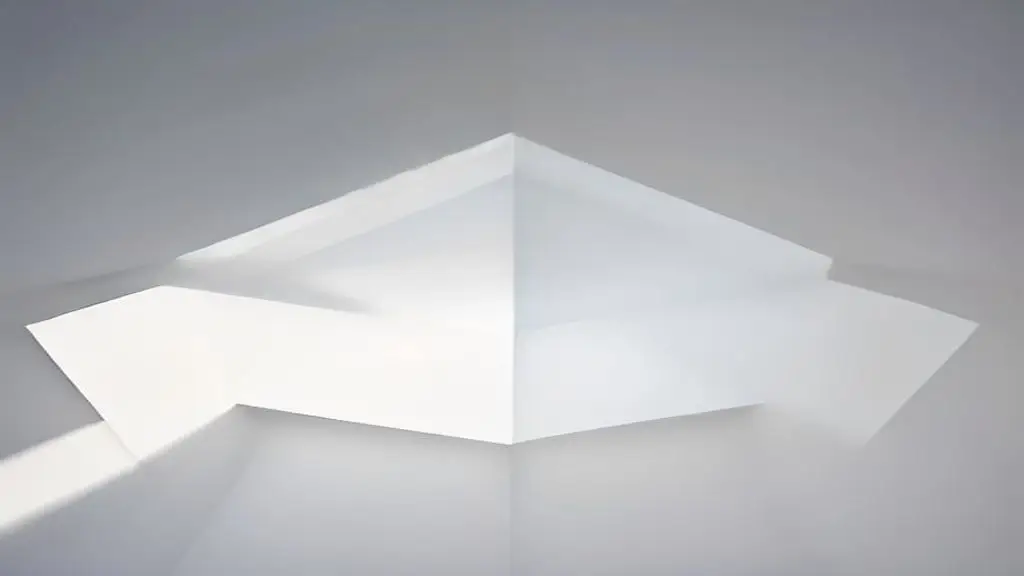 Neatly patched hole in a white exterior roof soffit