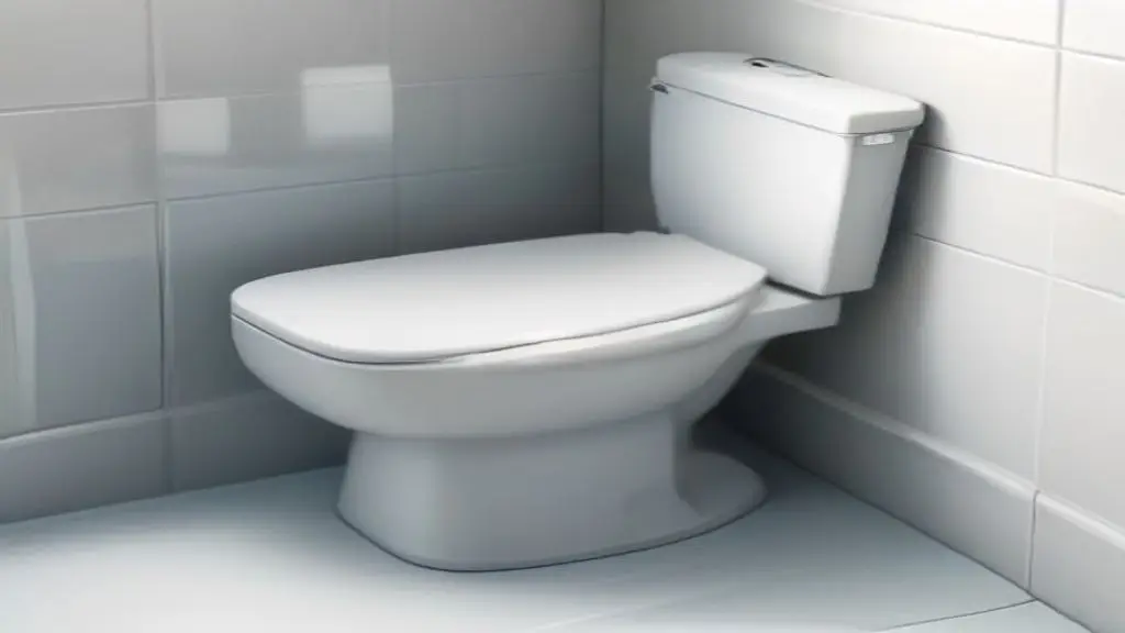 Close-up view of a PVC toilet flange extending slightly above a finished tiled bathroom floor